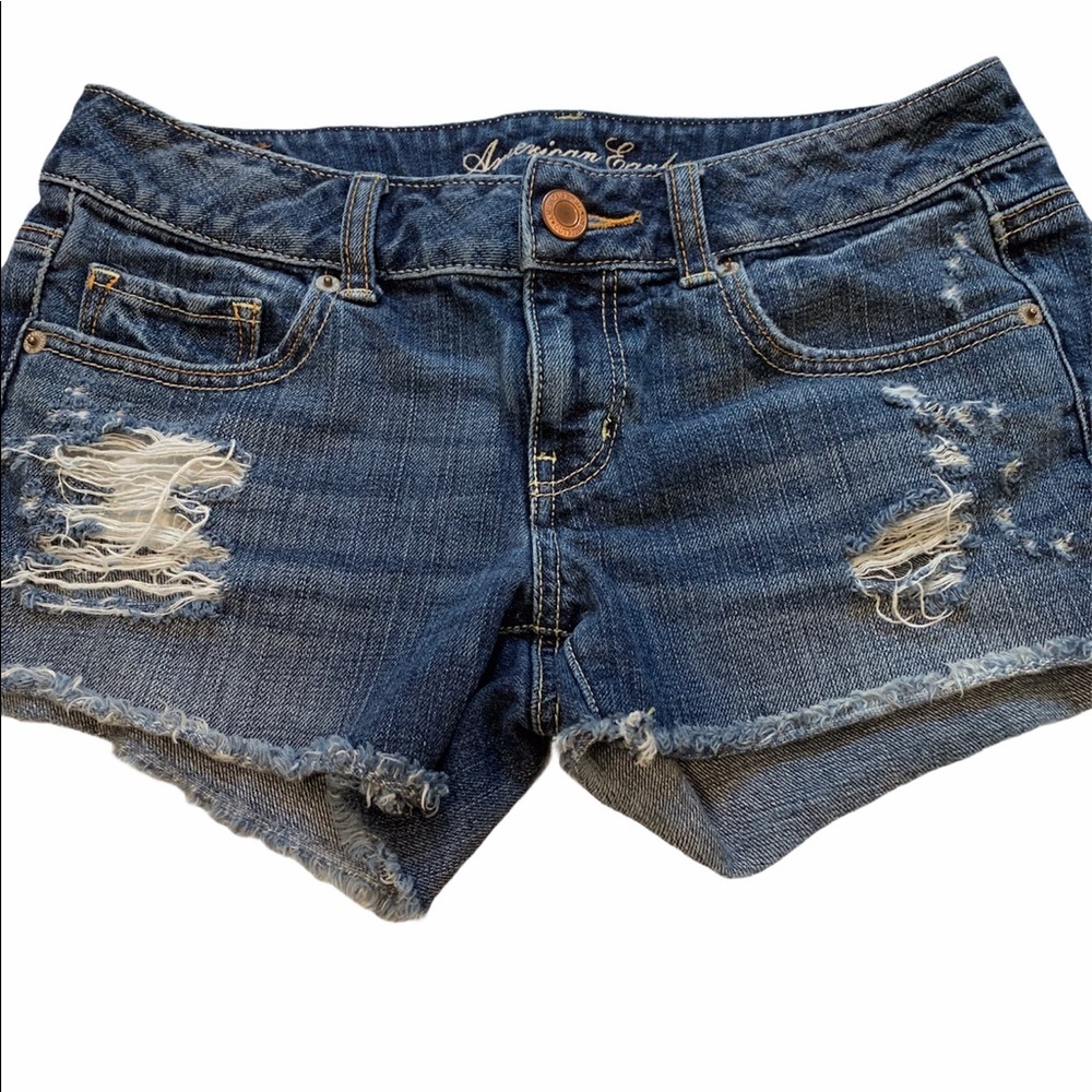 American Eagle Distressed Cotton Jean Shorts - Picture 4 of 7